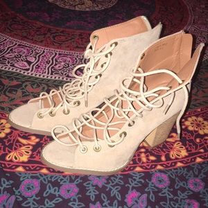 Lace up chunky heels